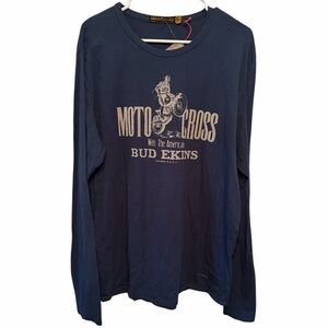 Johnson Motors Long Sleeve Motocross Bud Ekins T Shirt Blue Size XL